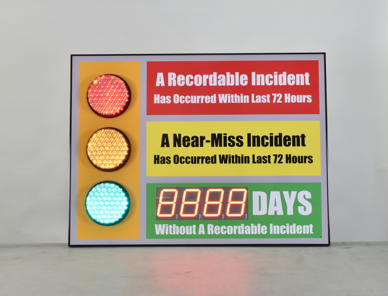 Digital safety sign printed with your company logo and text.